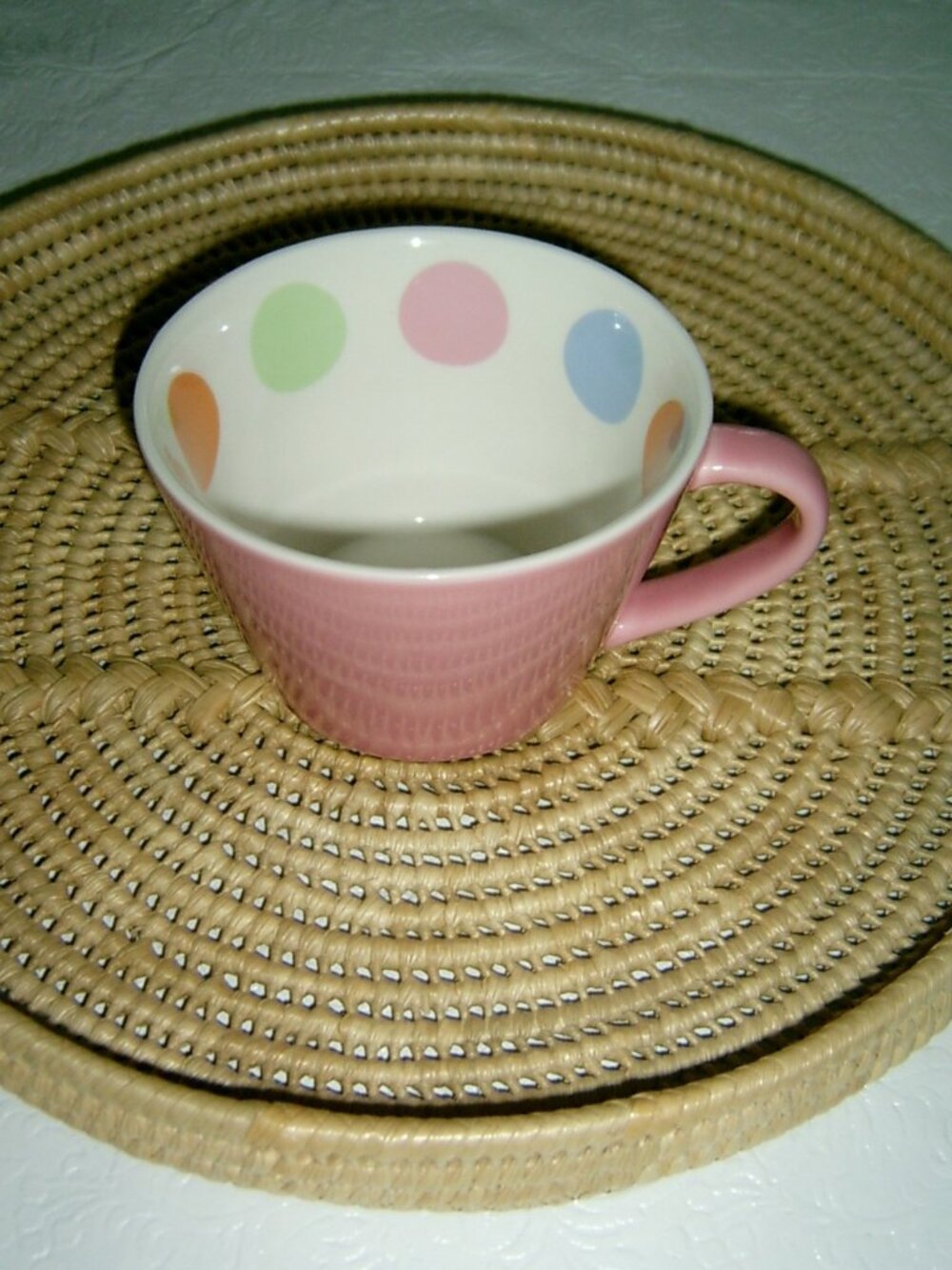 Starbucks Polka Dot 12 oz Light Pastel Pink 2006 Coffee Mug Tea Cup, NWOT